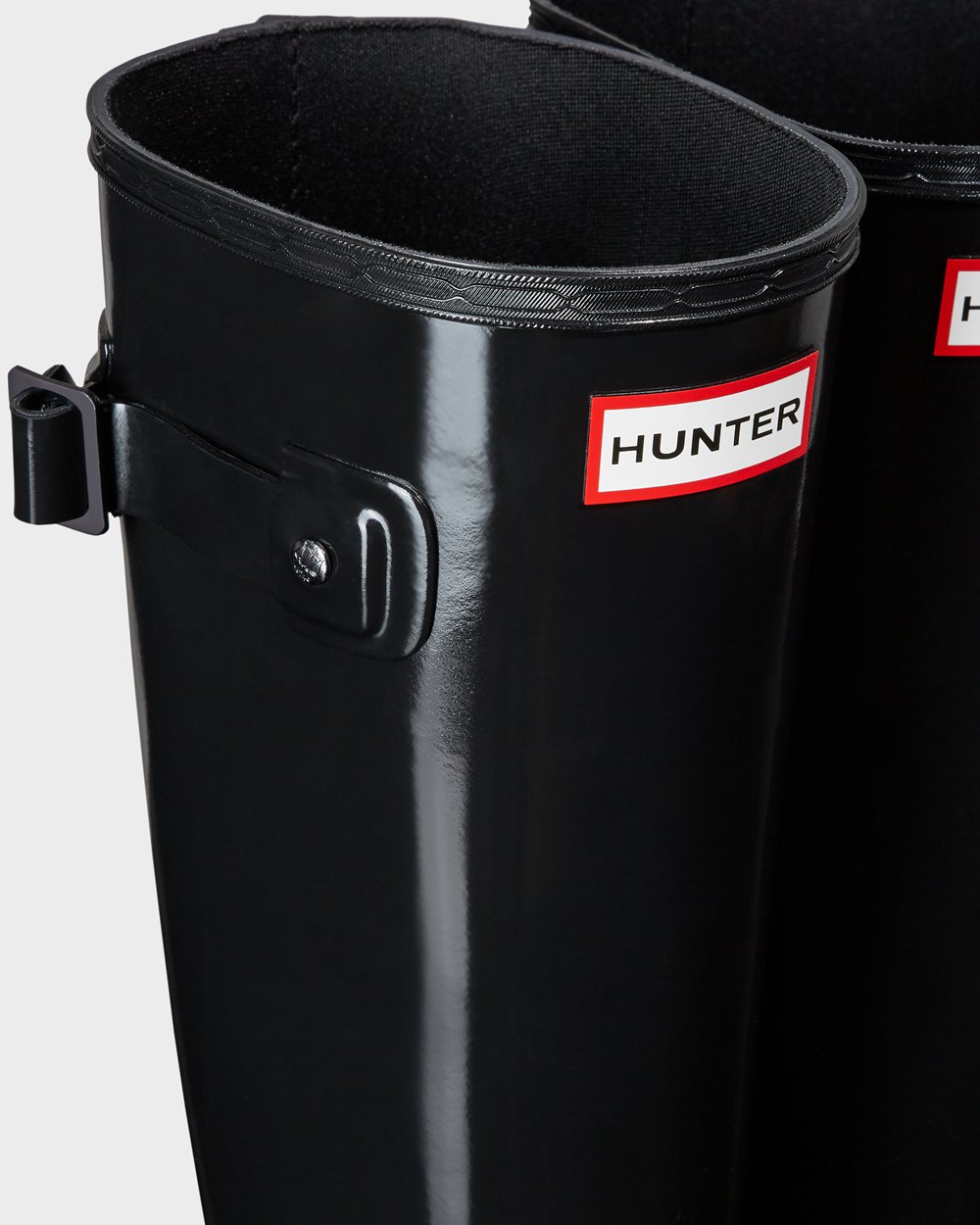 Womens Tall Rain Boots - Hunter Refined Slim Fit Gloss (71HFRNBVP) - Black